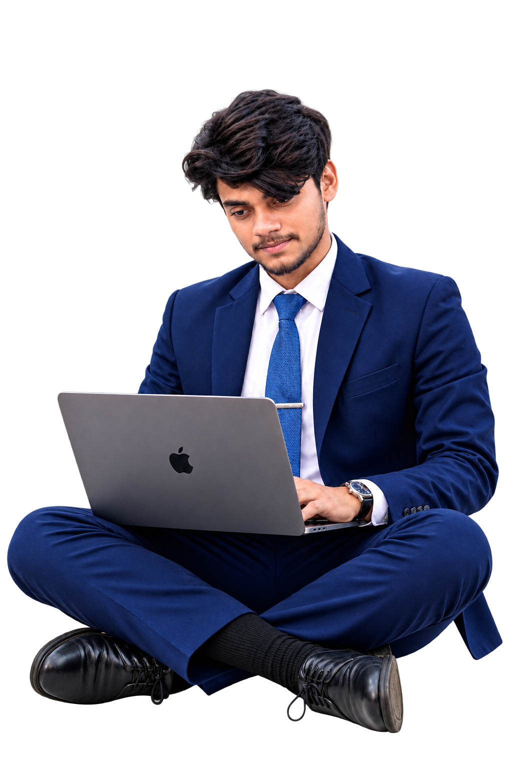 Subhabrata Kamila working on a laptop
